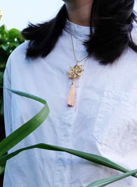 粉黛绕线曼达拉项链成品