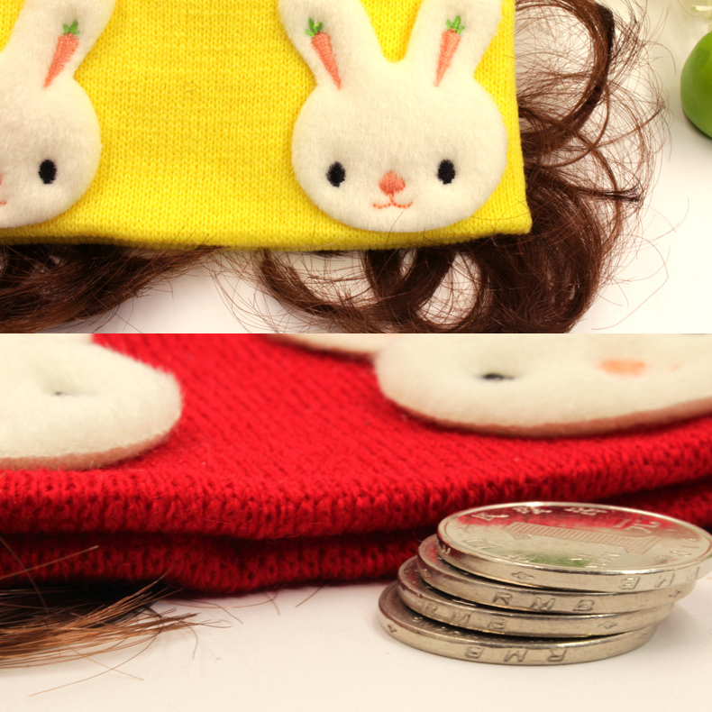 假发女童保暖毛线帽儿童针织帽宝宝秋冬季套头加厚帽子小公主可爱,淘宝优惠券,粉丝福利购,淘宝优惠卷