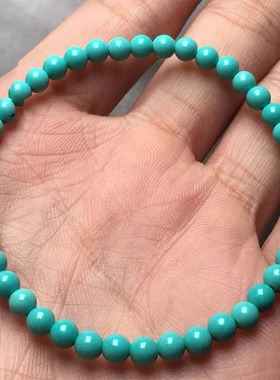 原矿绿松石手串手链4m5m6m8m极细单圈女款圆珠散珠配珠