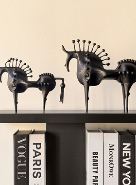 浴舍 现代创意新中式黑色抽象马摆件马年客厅玄关酒柜装饰饰品