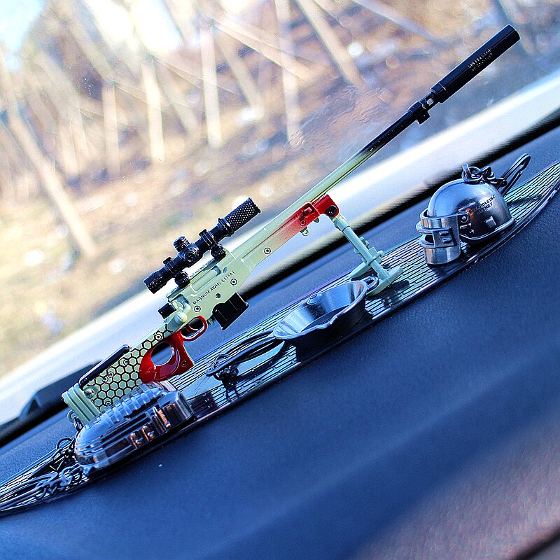 绝地求生饰品吃鸡游戏汽车摆件电竞绝地求生狙击枪AWM合金模型车载车内饰品