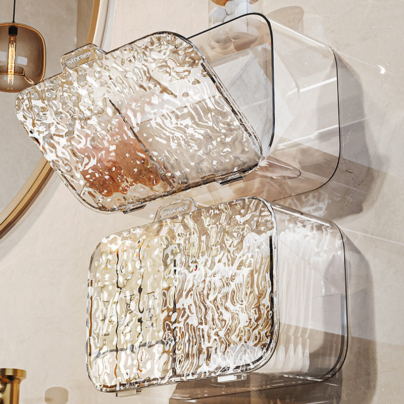 化妆棉收纳盒壁挂透明防尘分隔卫生间口红皮筋整理盒子浴室棉签盒,淘宝优惠券,粉丝福利购,淘宝优惠卷