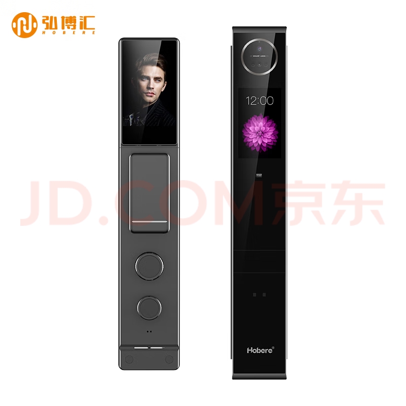 Hobere弘博汇 H1MAX 双彩屏掌静脉3D人脸全自动锁 家用防盗智能锁 - 图0