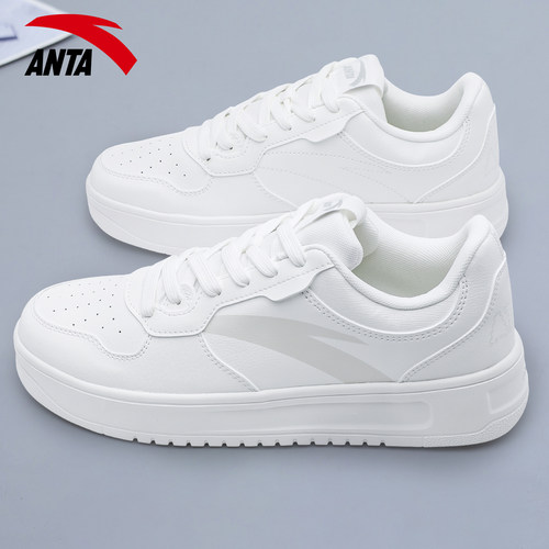 安踏男鞋轻质小白鞋夏季2026新款白色板鞋学生透气厚底休闲运动鞋 - 图1