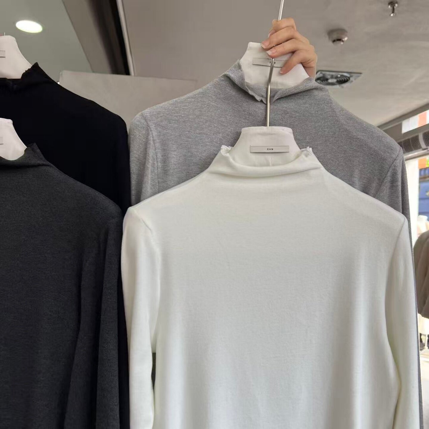 XHM11168磨毛保暖花边领打底衫内搭上衣女 - 图1