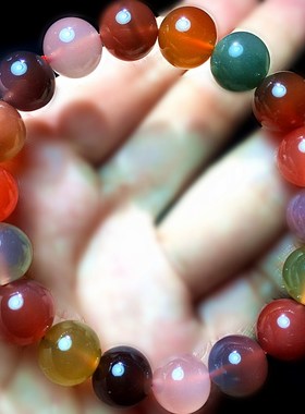 天然手链圆珠盐源玛瑙名族风男女