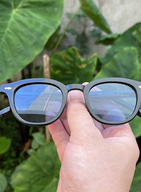 韩版小框街拍遮阳蓝色墨镜百搭