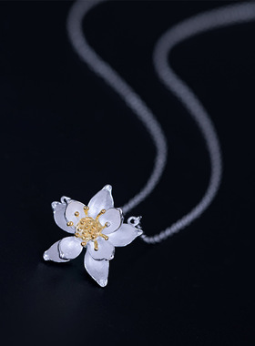 纯银项链花朵唯美风首饰品