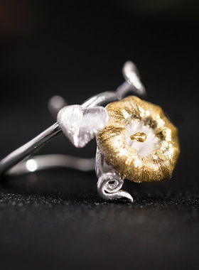 牵牛花戒指925银饰新中式女