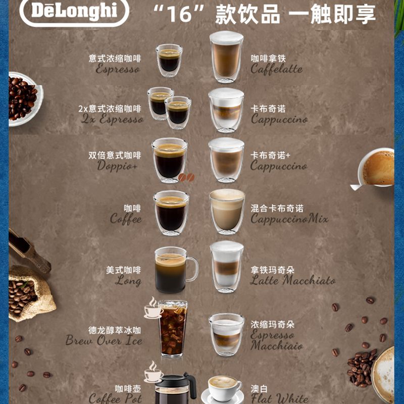 Delonghi/德龙全自动咖啡机进口智能触屏家用办公现磨咖啡机D9 T-图1