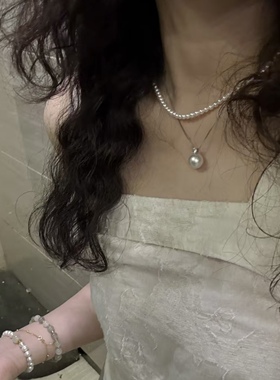 光泽棒！5a天然淡水 诸暨小米正圆珍珠 S925纯银~项链叠戴女礼物