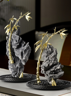 竹报平安摆件客厅办公室装饰品