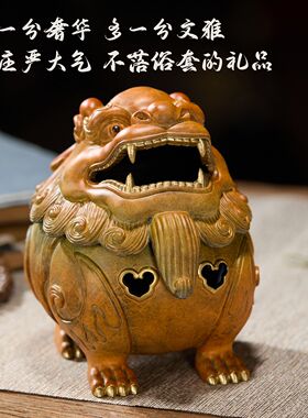 狻猊献瑞香炉摆件朝天吼创意香熏炉茶道茶桌茶室书房开业礼