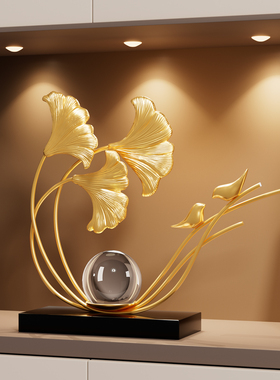 银杏叶摆件入户进门玄关柜新婚房卧室五斗柜家装饰品客厅电视酒柜