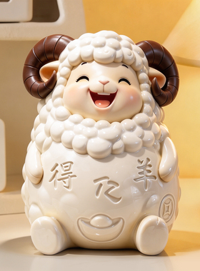 喜气羊羊存钱罐只进不出床头柜桌面装饰摆件客厅玄关乔迁新居礼物
