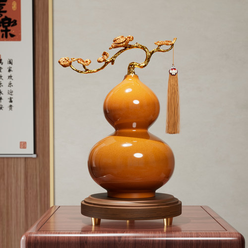 新中式陶瓷葫芦摆件客厅玄关电视柜酒柜装饰搬家礼物乔迁新居礼品 - 图0