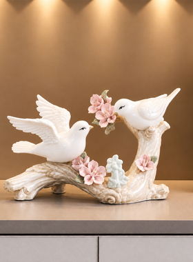 现代简约陶瓷小鸟客厅玄关摆件