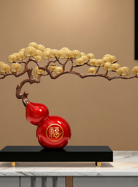 福禄双全葫芦摆件创意树脂工艺品客厅玄关酒柜隔断电视柜装饰中式