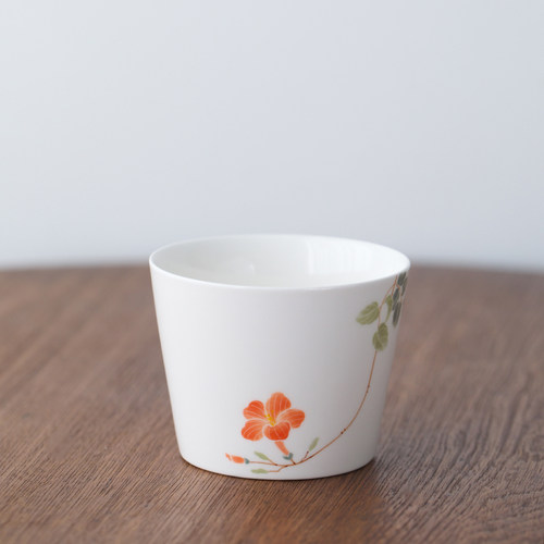曼叙花事手绘釉下五彩绣球阔口杯咖啡杯家用陶瓷拉花杯水杯 - 图3