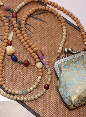 天然星月菩提檀木金刚菩提斜跨手机链新中式可背手机挂绳包包链