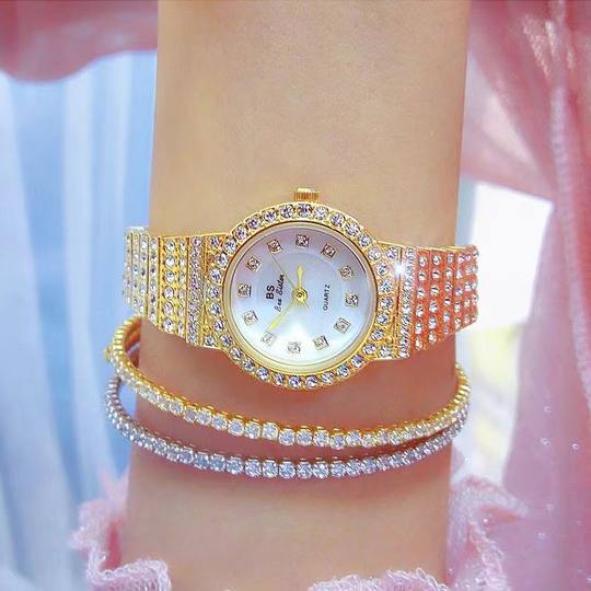 【下单就送手链】满天星女生手表时尚钢带小表盘满钻防水潮流女表