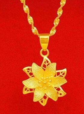 百合花项链吊坠链条沙金结婚首饰