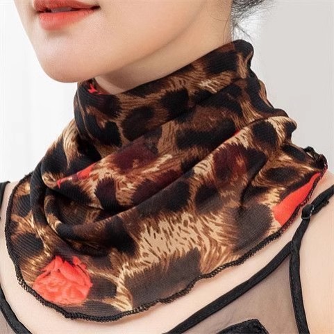 新款护颈丝巾女高颜值挂耳面罩气质小围巾时尚薄款纱巾遮颈纹围脖 - 图3