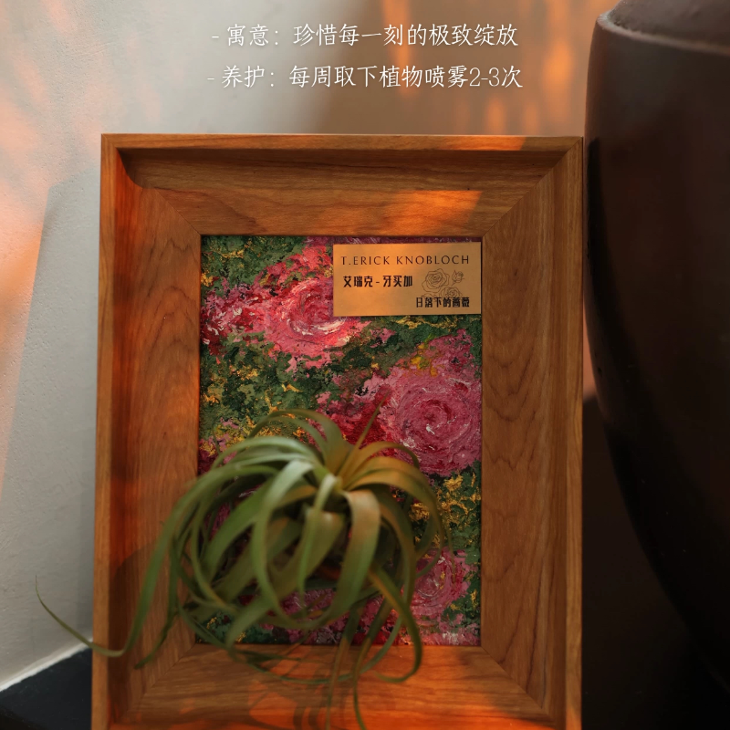 《日落下的蔷薇》室温原创油画空气凤梨艺术生日礼物装饰懒人植物,淘宝优惠券,粉丝福利购,淘宝优惠卷