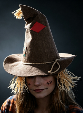 万圣节狂欢稻草巫婆帽cosplay