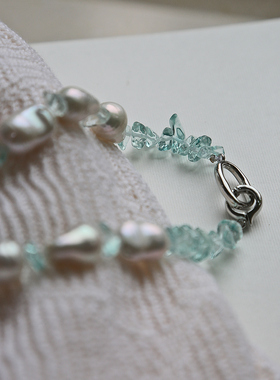 天然淡水珍珠项链彩色原石