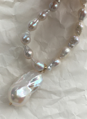 原创颈链鱼尾天然异形巴洛克珍珠