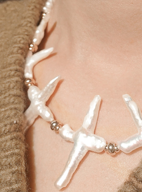 原创设计巴洛克异形珍珠项链 个性 中性锁骨链颈链choker情侣款