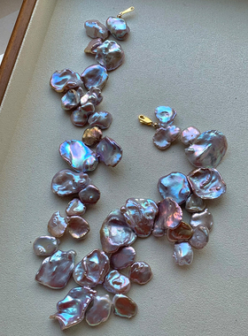 巴洛克异形花瓣珍珠叠戴锁骨链