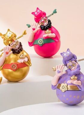 四喜财神爷摆件客厅电视酒柜不倒翁招财装饰品办公室乔迁开业礼物