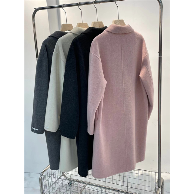 Double-sided cashmere coat for women winter 2025 new high-end mid-length Korean style loose charcoal gray woolen coat