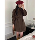 Gray mid-length double-sided wool coat for women with stand-up collar and waist 2025 autumn and winter popular woolen coat thick