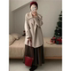 Gray mid-length double-sided wool coat for women with stand-up collar and waist 2025 autumn and winter popular woolen coat thick