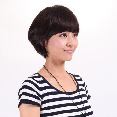 包邮特价短直发新款假发 女士甜美可爱高温丝 齐刘海蘑菇头套 - 图0