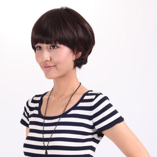 包邮特价短直发新款假发 女士甜美可爱高温丝 齐刘海蘑菇头套 - 图1
