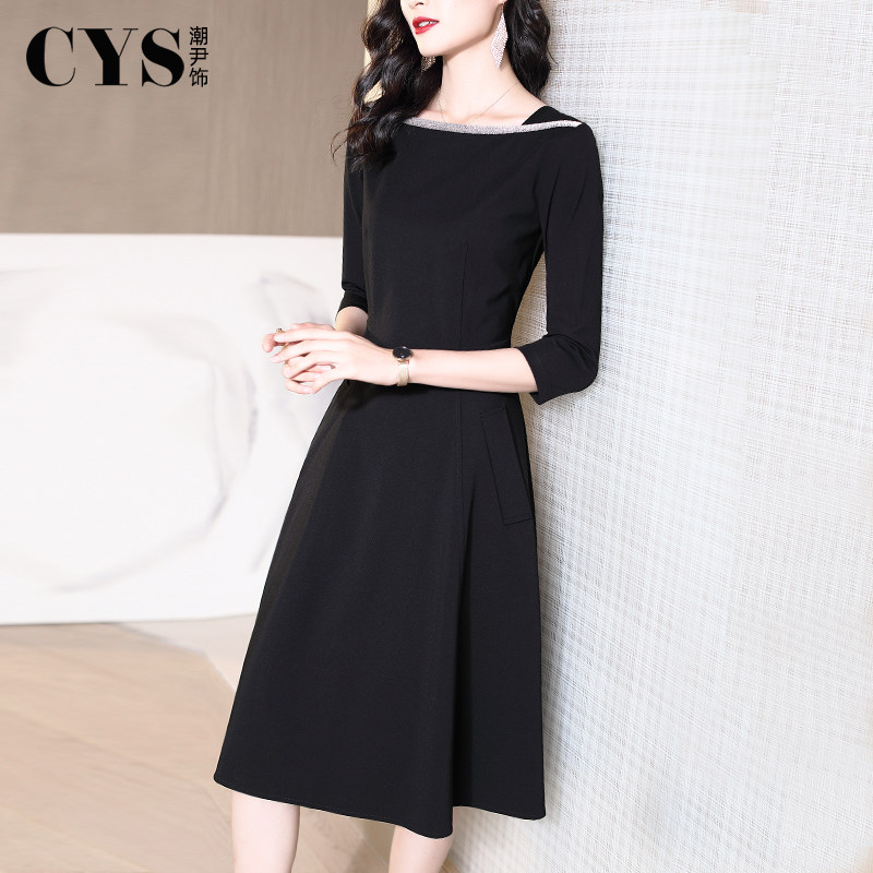 赫本风小黑裙秋装2020年新款连衣裙 潮尹饰连衣裙