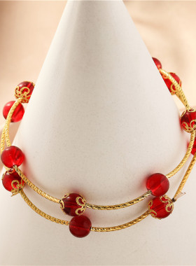 中国风红色弹力手链手镯女网红手饰玛瑙手串本命年鸿运当头女手链