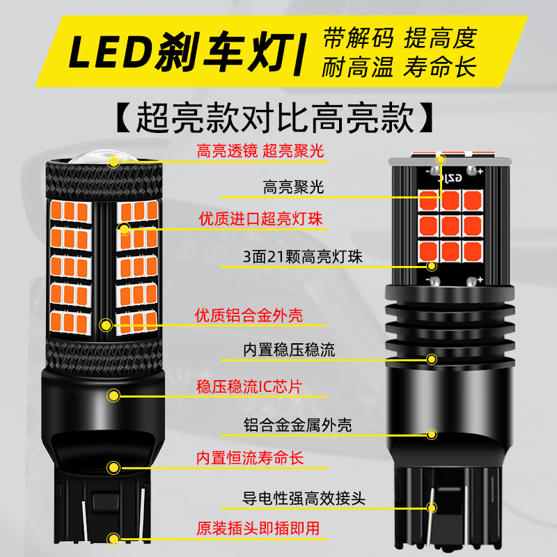 适用丰田六代半凯美瑞刹车灯09-11款LED刹车爆闪灯灯泡10配件改装-图1