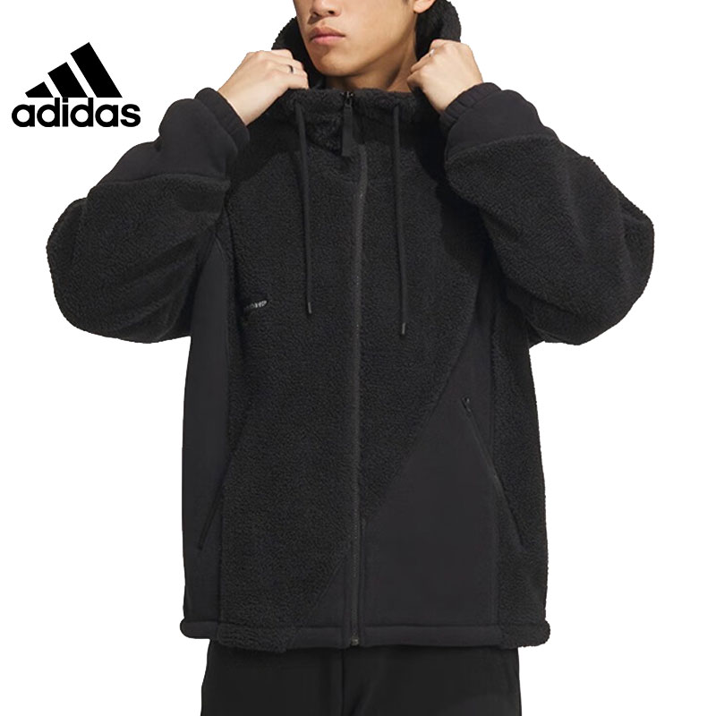 阿迪达斯adidas男装冬季新款百搭毛绒针织夹克外套IP4973 IP4974 - 图3