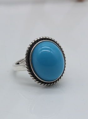 纯银尼泊尔西藏蒙古戒指空托