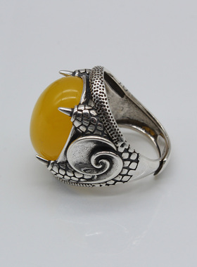 戒指托s925纯银复古男士龙爪