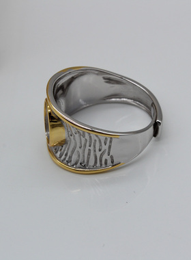 纯银黄金色戒指空托