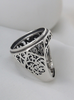 925纯银戒托男14.5*22.515