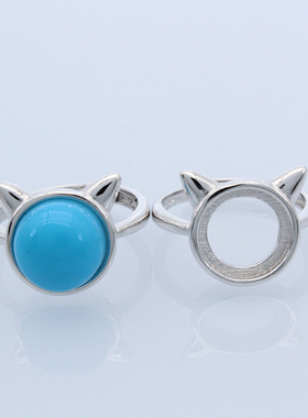 925纯银戒托女款圆形戒指空托