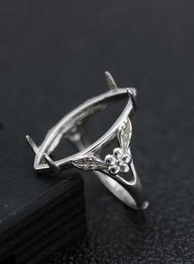 纯银马眼形镶嵌14*19戒托