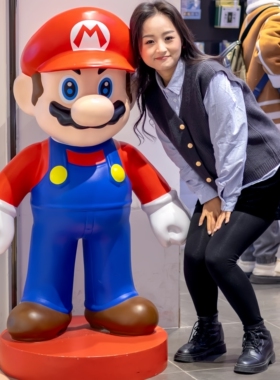 潮玩马里奥大摆件路易吉雕塑超级玛丽卡通人物大娃公仔商铺装饰